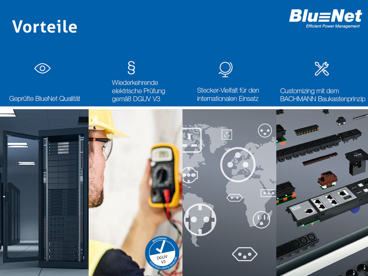 Bachmann BlueNet BN3000 Steckdosenleiste 16xC13, 4xC19 (802.3004) Vorteile