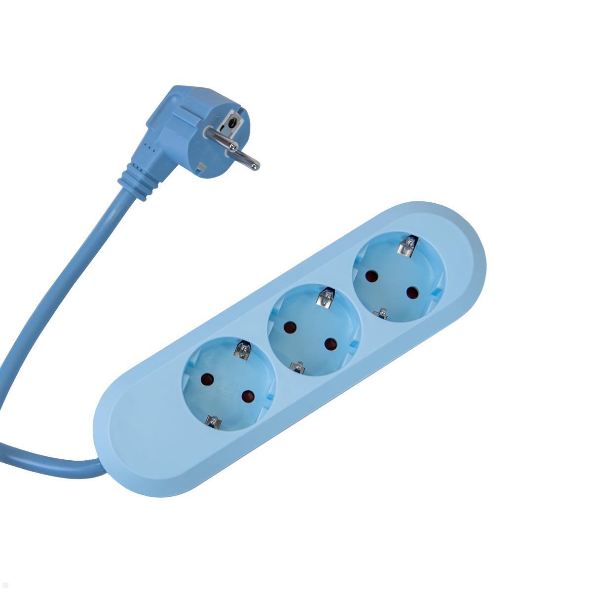 Bachmann SMART 3x Steckdosenleiste Zuleitung 1,5 m (387.2701), blau, Draufsicht