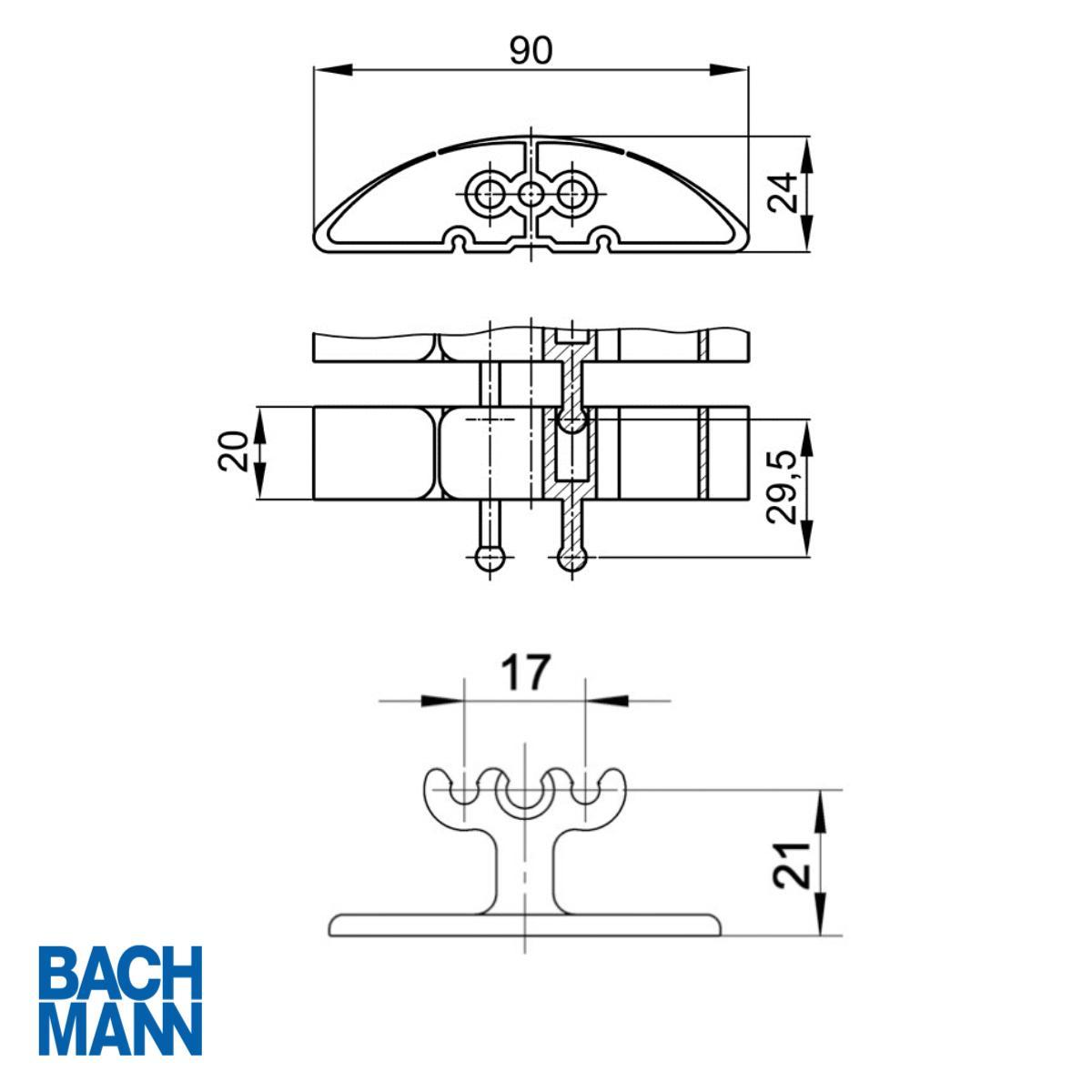 Bachmann Kabelschlange PRO Set mit Easy-Desk-3G-Halterung, schwarz (003.057B) technische Zeichnung