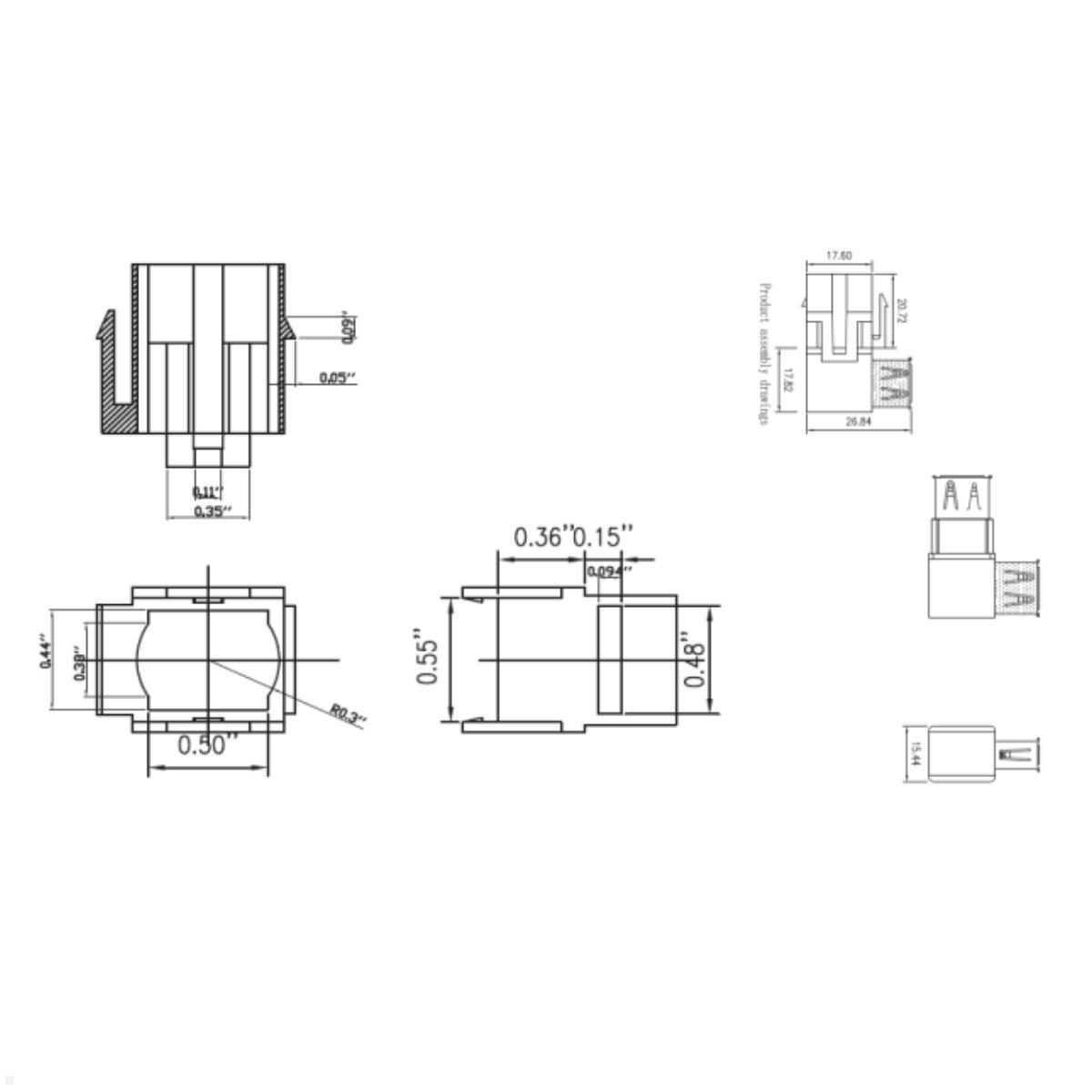 Bachmann Custom Modul 1x USB 3.0  Buchse (917.122), Skizze