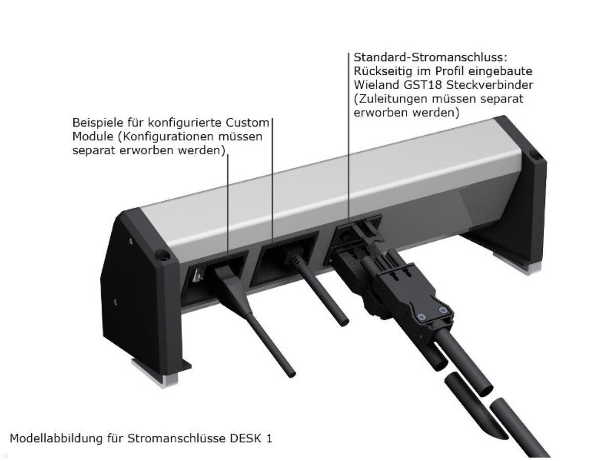 Bachmann DESK 1, 2x Steckdose, 1 USB C Charger 60W (902.0813), Rückansicht