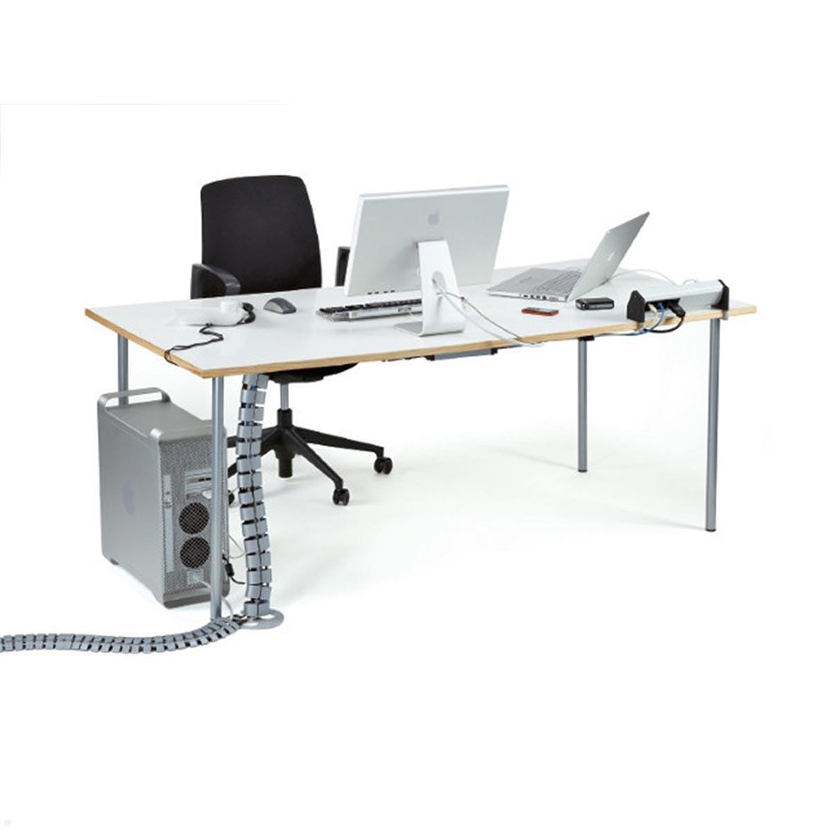 Bachmann Kabelschlange PRO Set mit Easy-Desk-3G-Halterung, silber (003.057S) Anwendungsbeispiel Arbeitsplatz