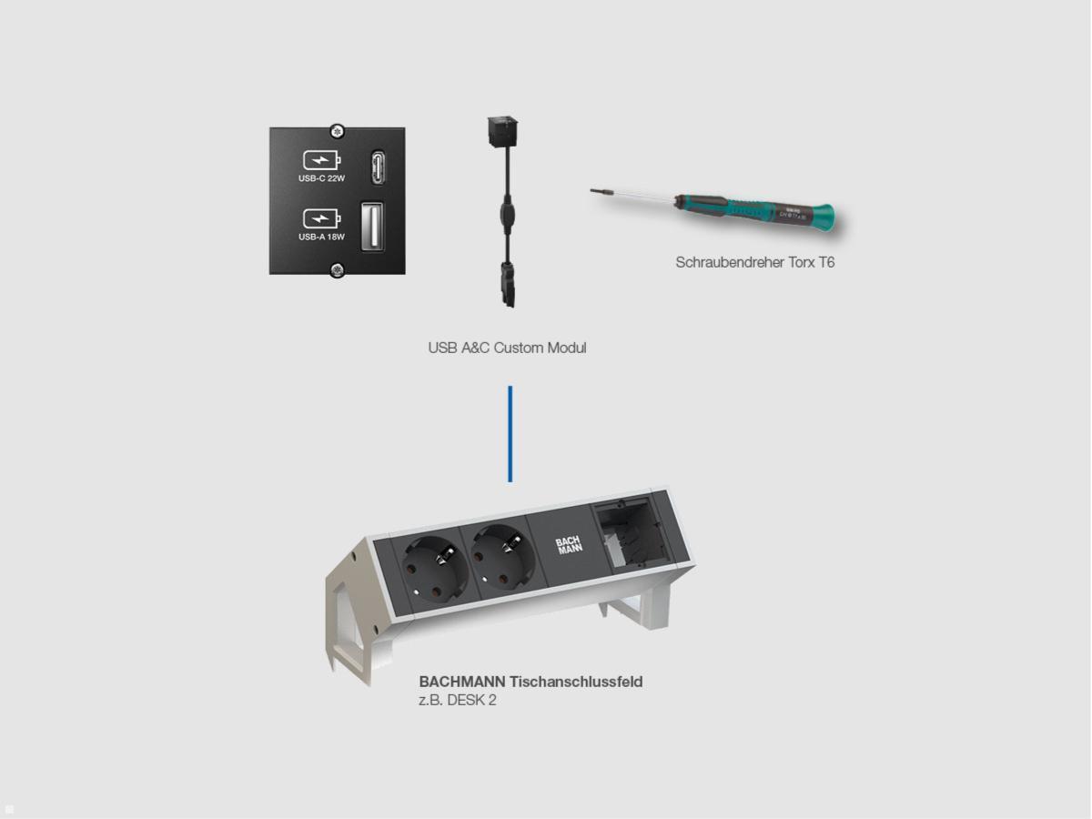 Bachmann custom module, USB A&C charger, 917.227