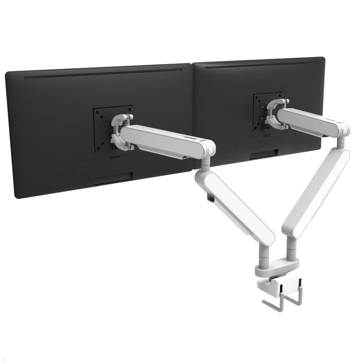 Bachmann ZG2 Dual Monitor Tischhalterung mit Tischklemme, weiß (945.011)