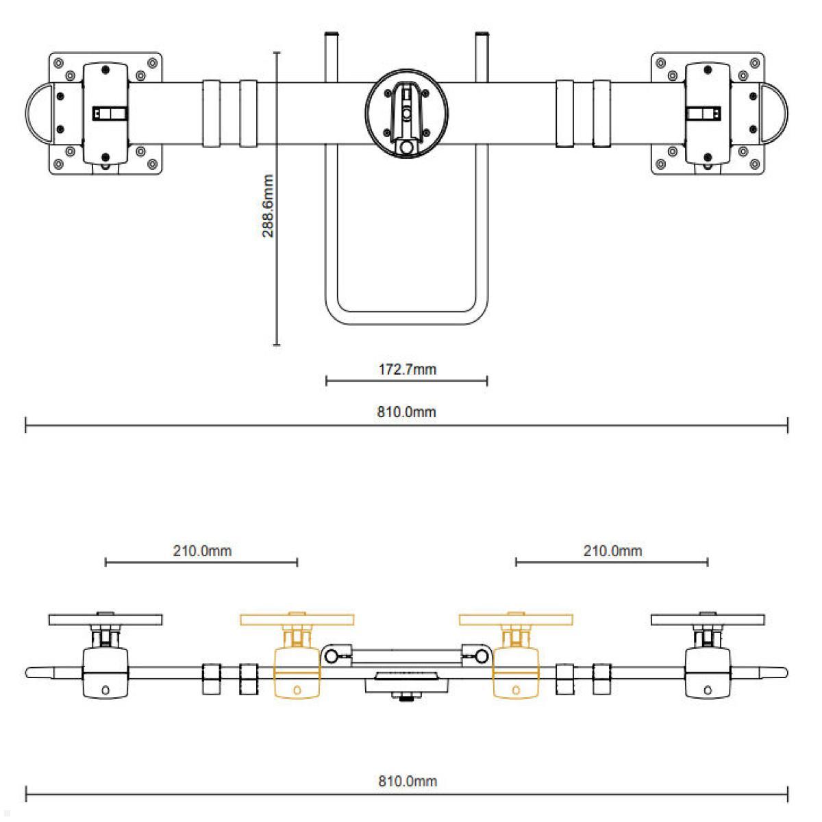 Bachmann Zubehör ZGX Dual Adapter für Monitorhalter ZG1, weiß (945.006), technische Zeichnung