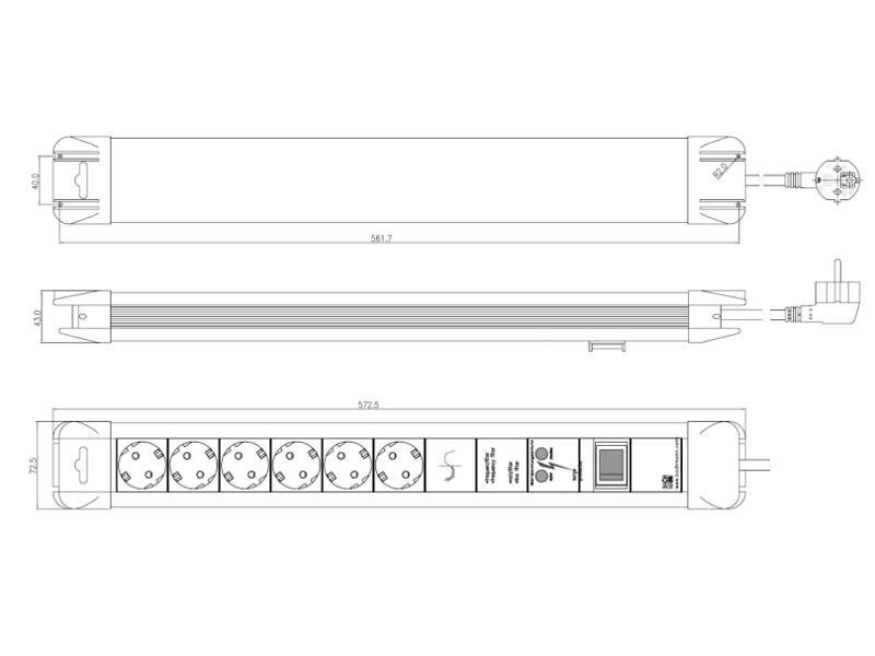 Bachmann CONNECTUS 6x Steckdose, 1x Schalter, NF / FF (330.105) Zeichnung