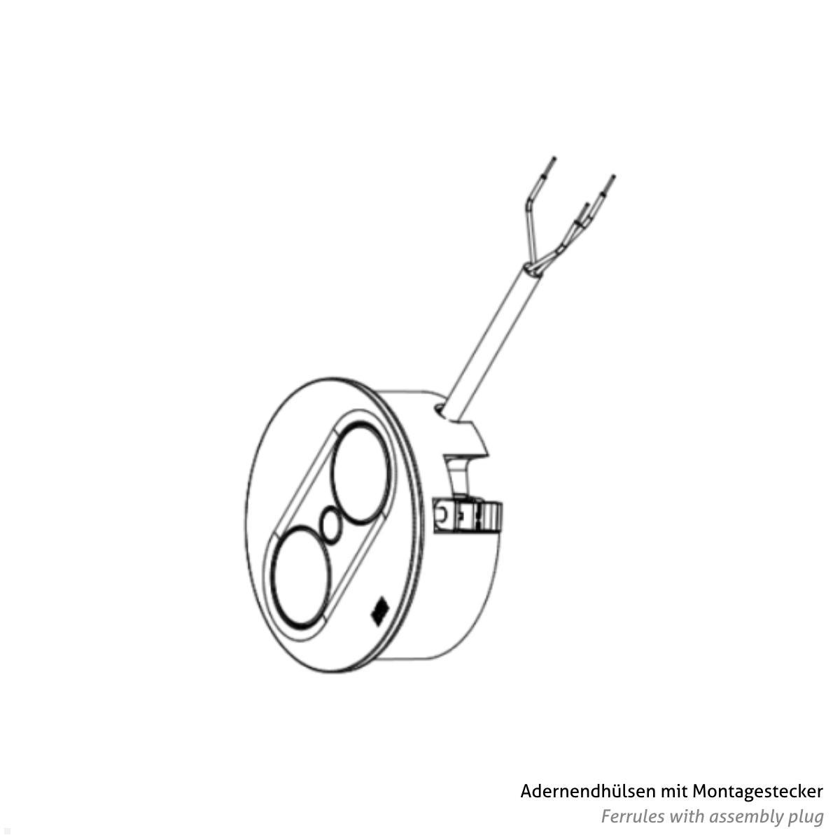 Bachmann TWIST 2 1x FR Steckdose UTE 1x USB-Charger A/C, rund (946.006) Edelstahl-Optik, Zeichnung Stromeingang