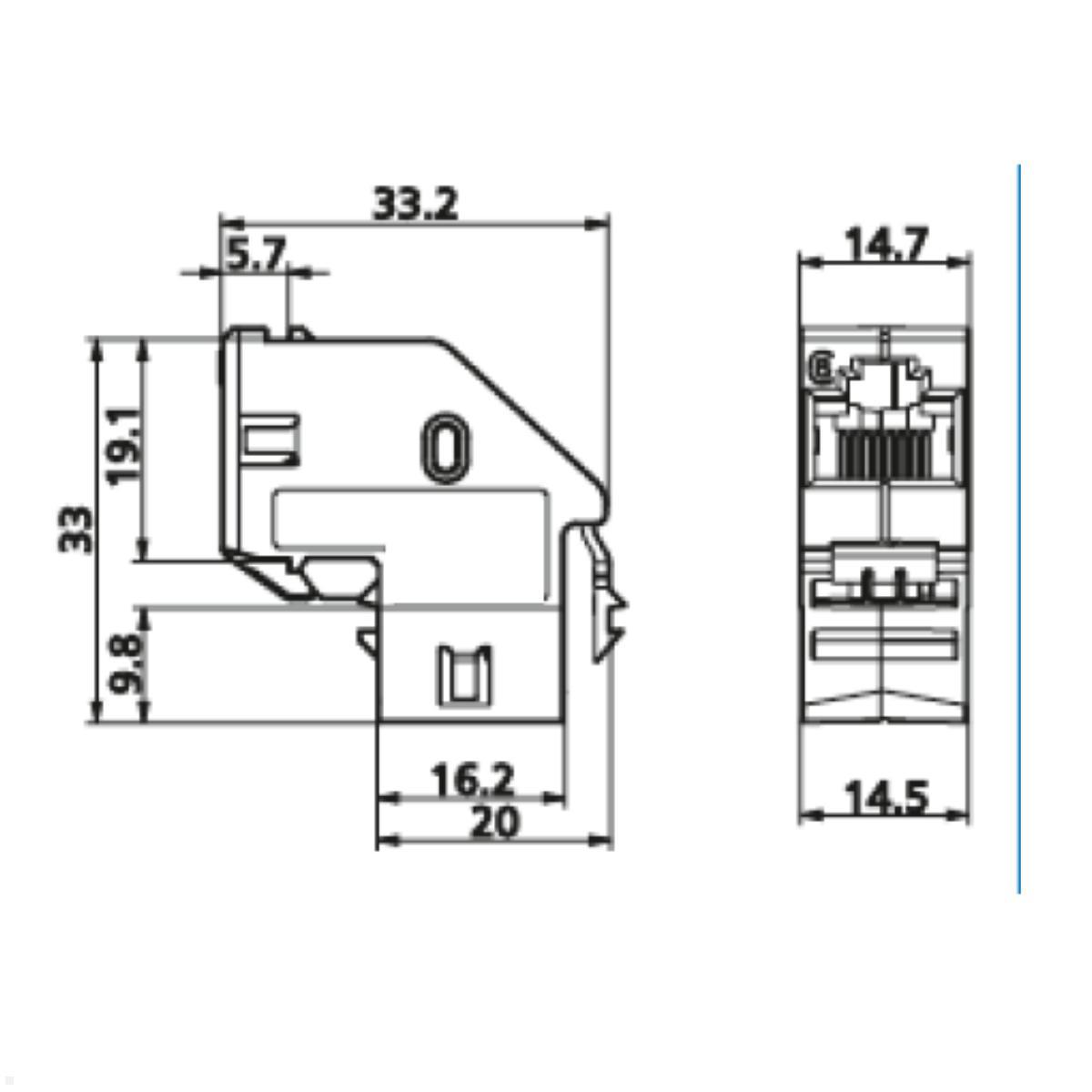 Bachmann Keystone Modul Cat6 Modul RJ45 Kupplung (918.032), Skizze