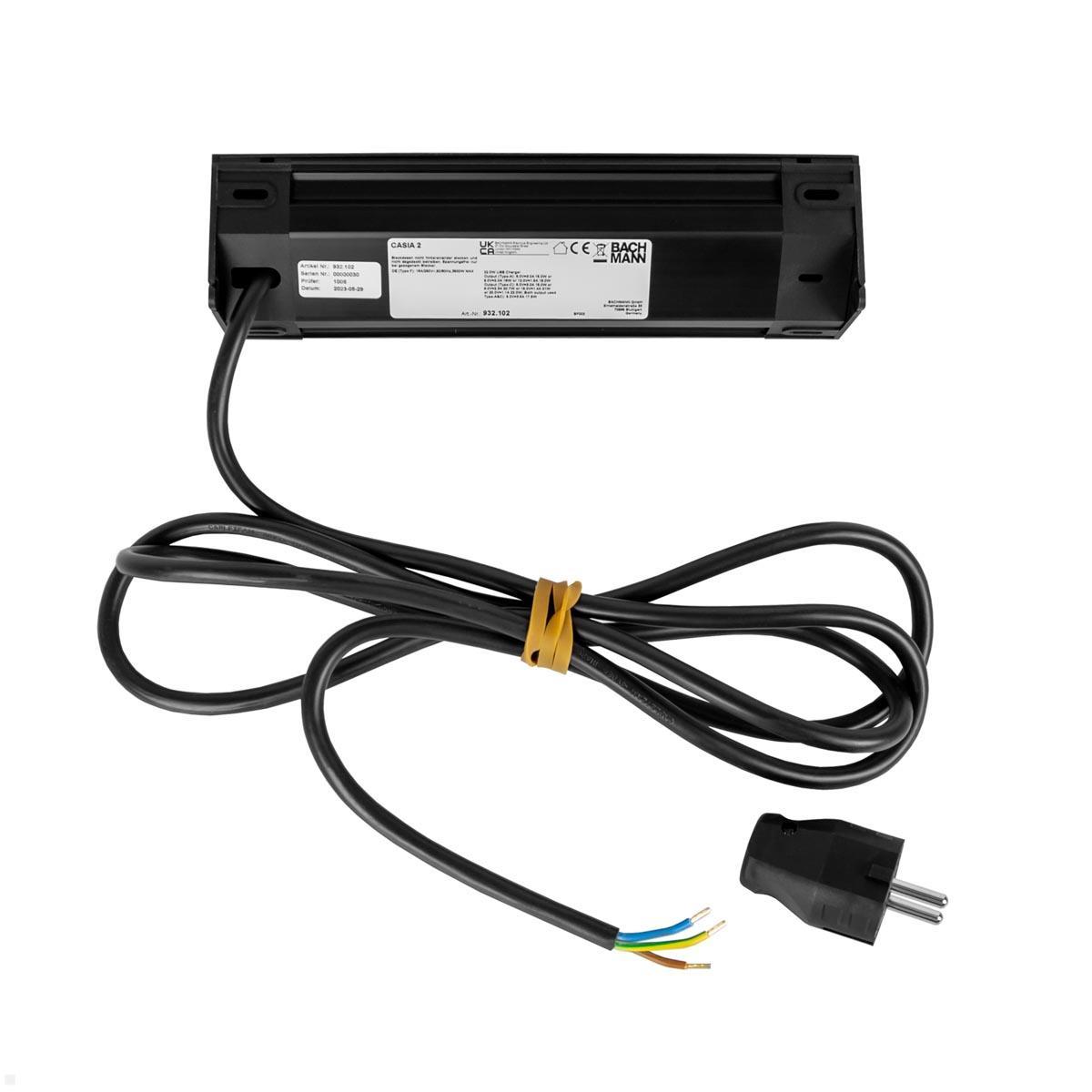 Bachmann CASIA 2 3x FR Steckdose UTE 1x USB-Charger A/C (932.107) schwarz, mit Stecker