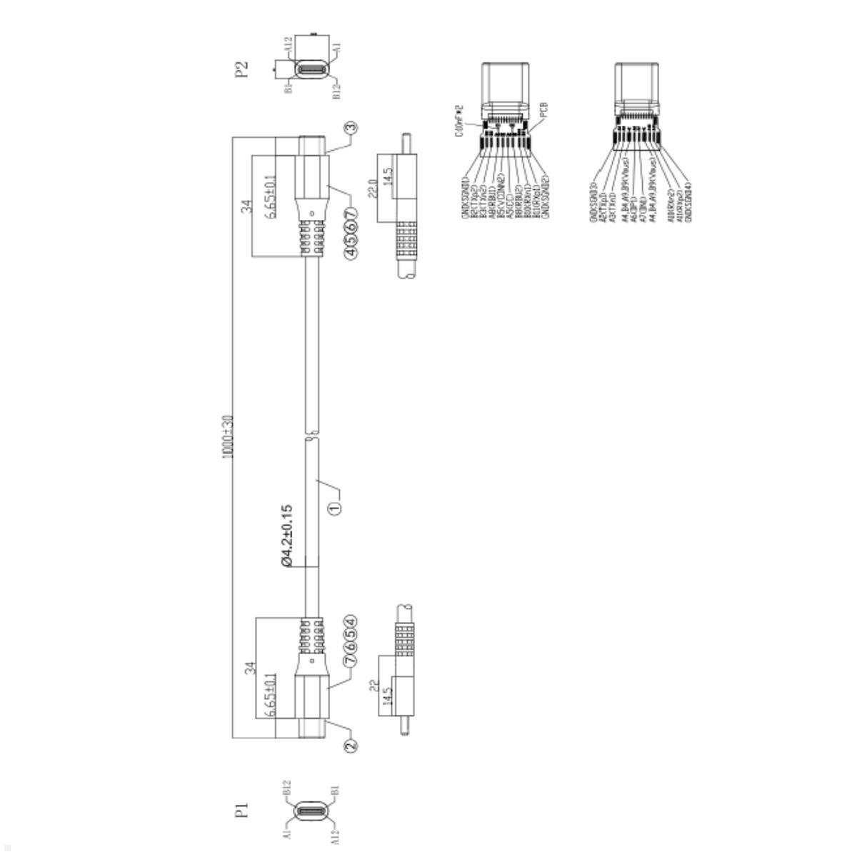 Bachmann USB 3.1 C/C Anschlusskabel 1 m (918.203), Skizze